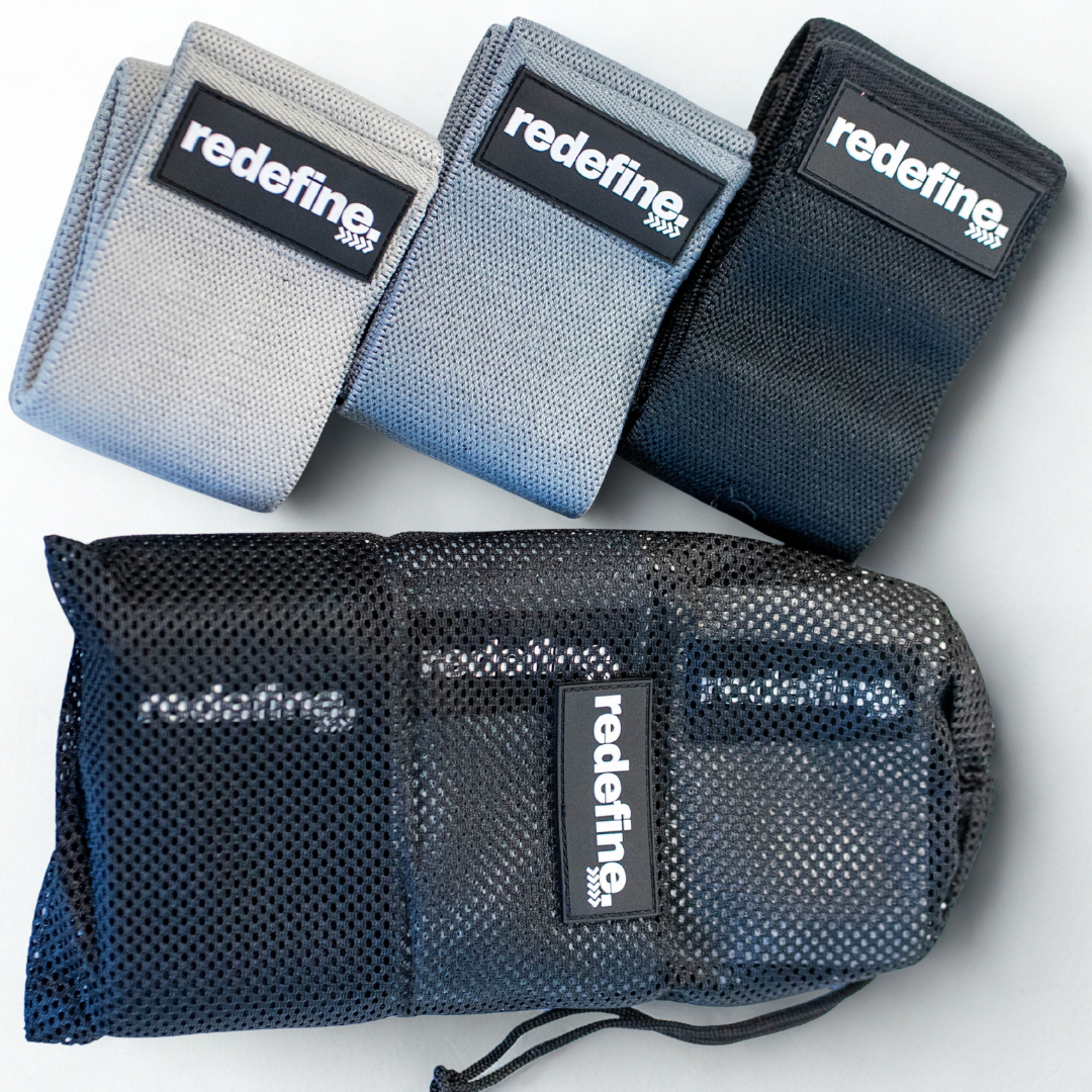 Hip Fabric Resistance Band 3 Pack - Black/Charcoal/Grey